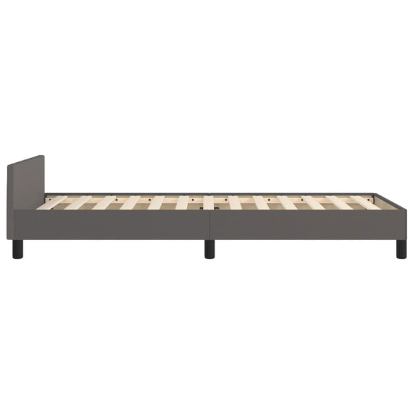 vidaXL Bed Frame with Headboard Grey 90x200 cm Faux Leather