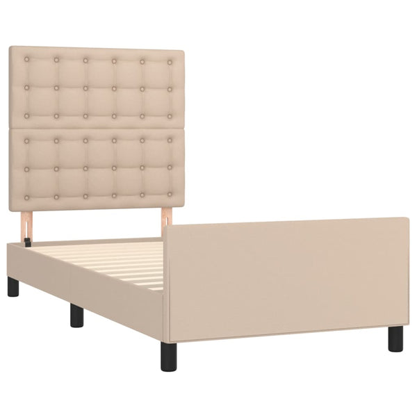 vidaXL Bed Frame with Headboard Cappuccino Brown 90x200 cm Faux Leather