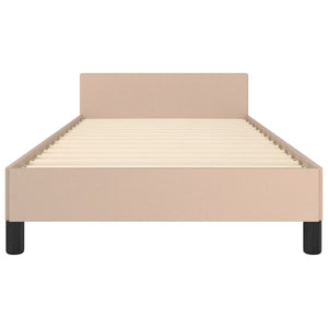 vidaXL Bed Frame with Headboard Cappuccino Brown 90x200 cm Faux Leather
