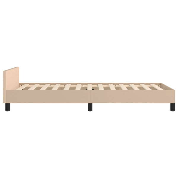 vidaXL Bed Frame with Headboard Cappuccino Brown 90x200 cm Faux Leather