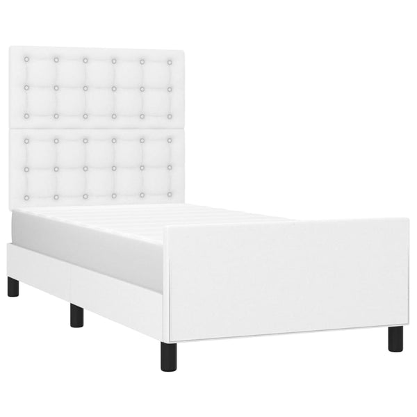 vidaXL Bed Frame with Headboard White 100x200 cm Faux Leather