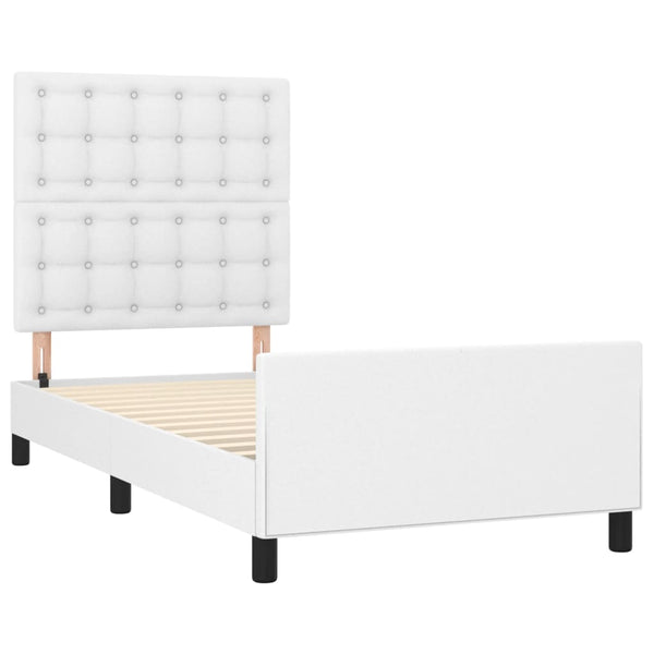 vidaXL Bed Frame with Headboard White 100x200 cm Faux Leather
