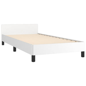 vidaXL Bed Frame with Headboard White 100x200 cm Faux Leather