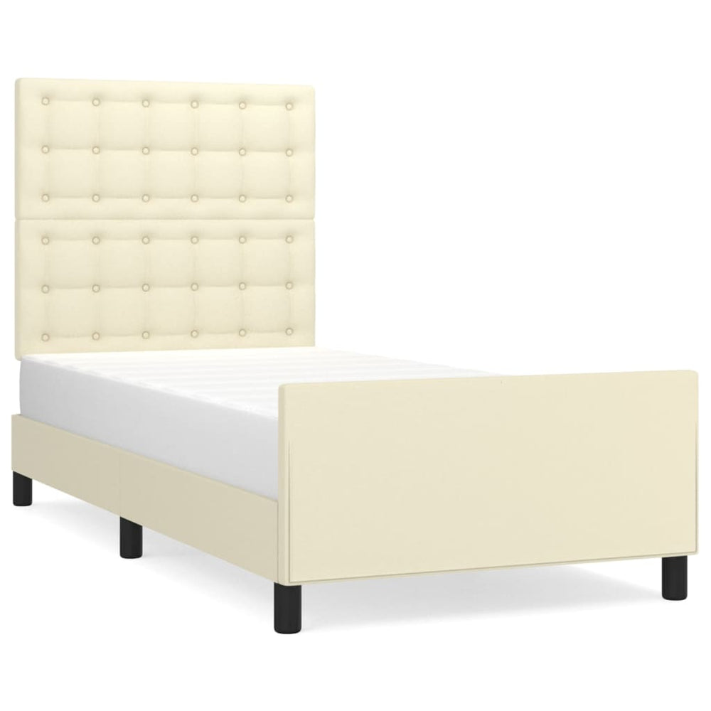vidaXL Bed Frame with Headboard Cream 100x200 cm Faux Leather