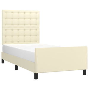vidaXL Bed Frame with Headboard Cream 100x200 cm Faux Leather