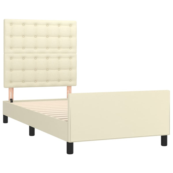 vidaXL Bed Frame with Headboard Cream 100x200 cm Faux Leather