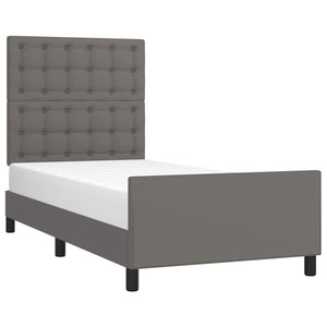 vidaXL Bed Frame with Headboard Grey 100x200 cm Faux Leather