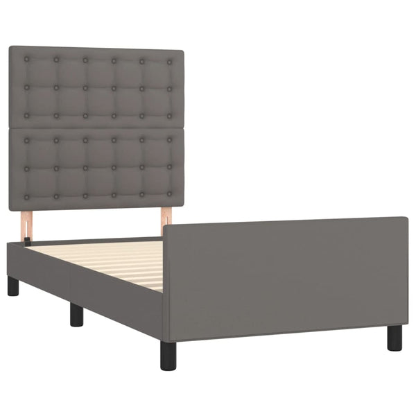 vidaXL Bed Frame with Headboard Grey 100x200 cm Faux Leather