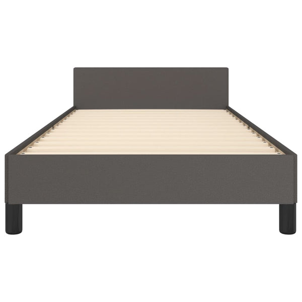 vidaXL Bed Frame with Headboard Grey 100x200 cm Faux Leather