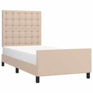 vidaXL Bed Frame with Headboard Cappuccino Brown 100x200 cm Faux Leather