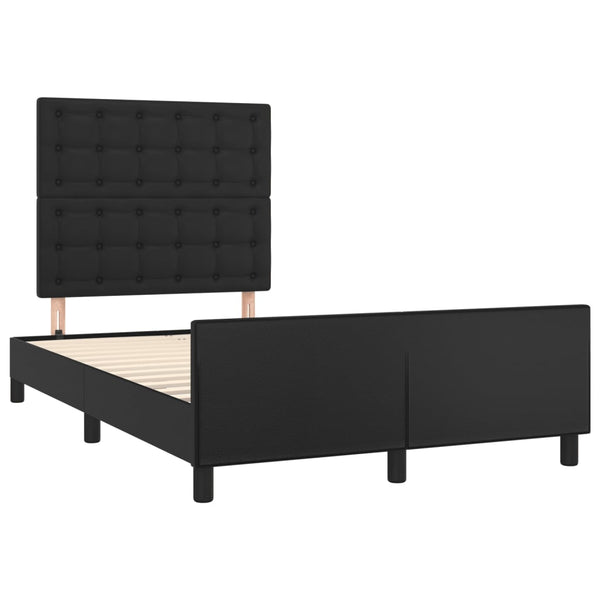 vidaXL Bed Frame with Headboard Black 120x200 cm Faux Leather