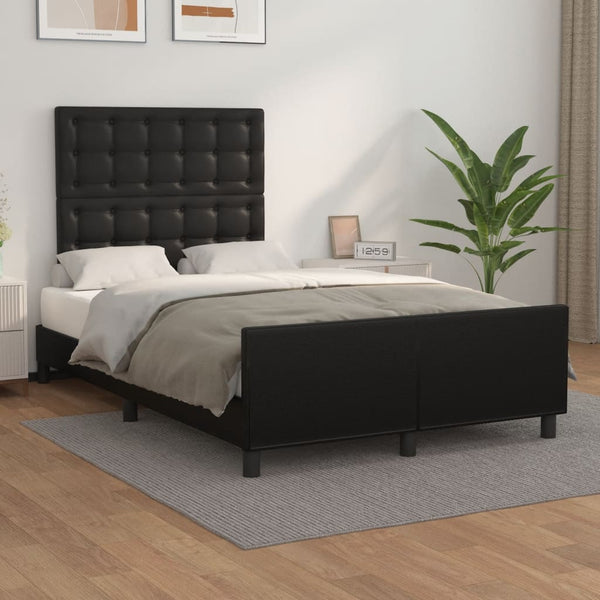 vidaXL Bed Frame with Headboard Black 120x200 cm Faux Leather