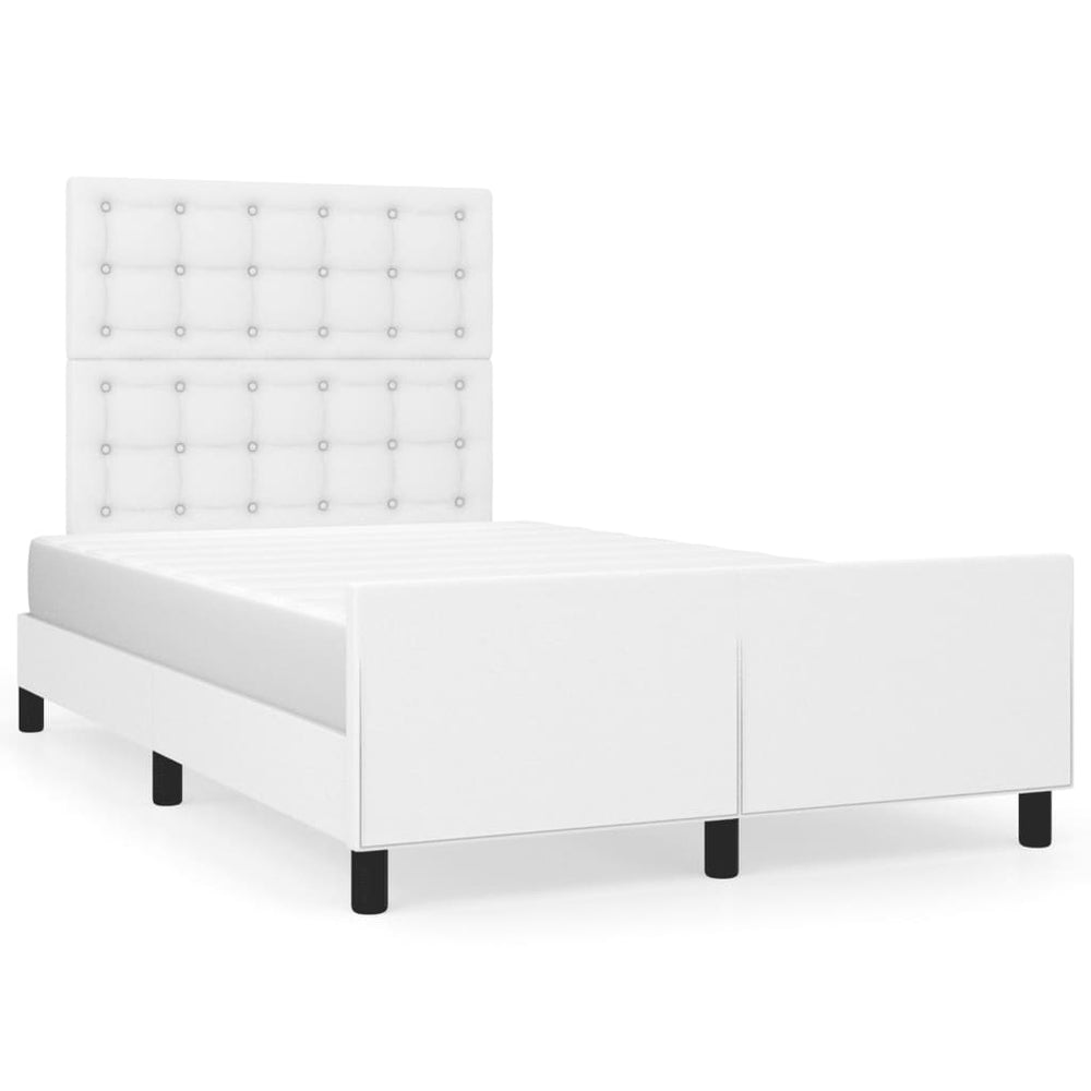 vidaXL Bed Frame with Headboard White 120x200 cm Faux Leather