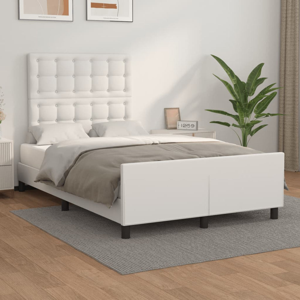 vidaXL Bed Frame with Headboard White 120x200 cm Faux Leather