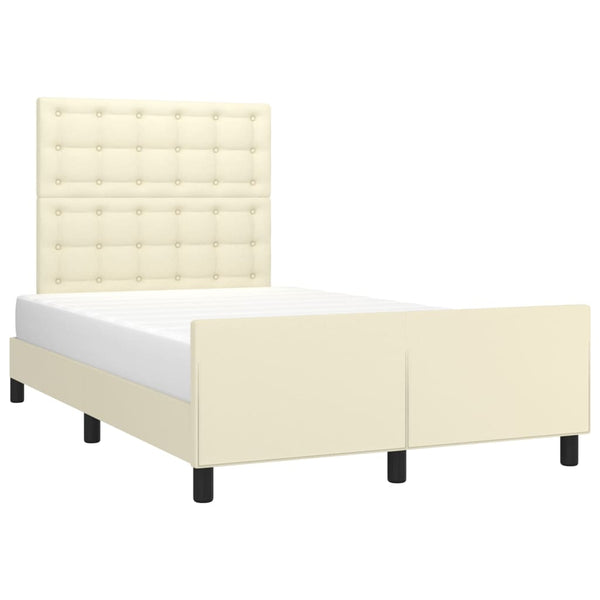 vidaXL Bed Frame with Headboard Cream 120x200 cm Faux Leather