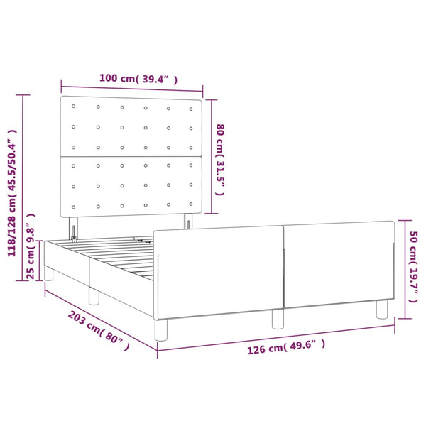 vidaXL Bed Frame with Headboard Cream 120x200 cm Faux Leather