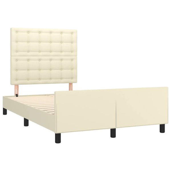 vidaXL Bed Frame with Headboard Cream 120x200 cm Faux Leather