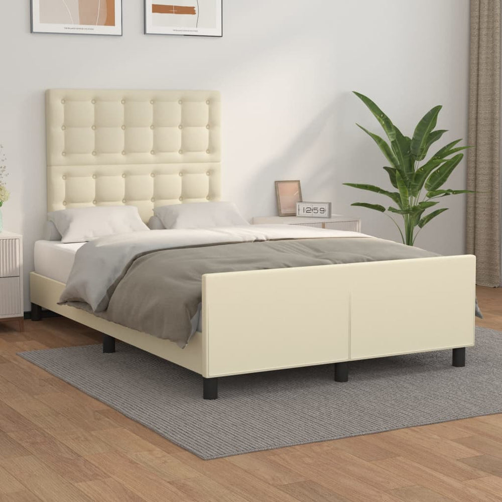 vidaXL Bed Frame with Headboard Cream 120x200 cm Faux Leather