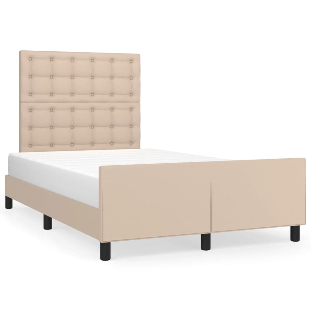 vidaXL Bed Frame with Headboard Cappuccino Brown 120x200 cm Faux Leather