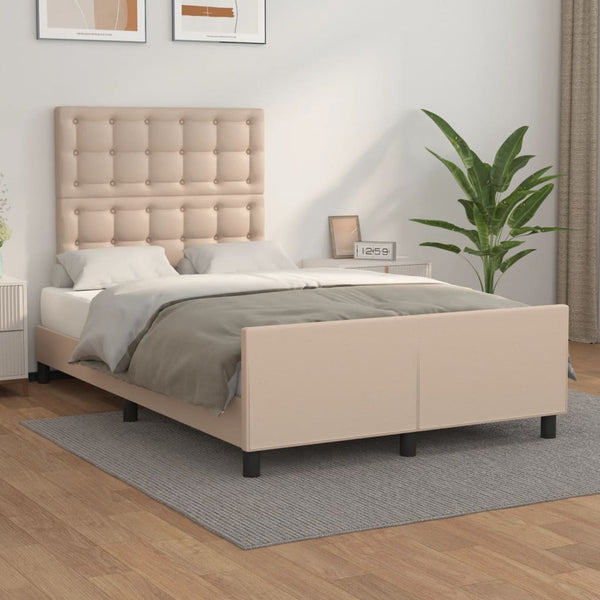 vidaXL Bed Frame with Headboard Cappuccino Brown 120x200 cm Faux Leather