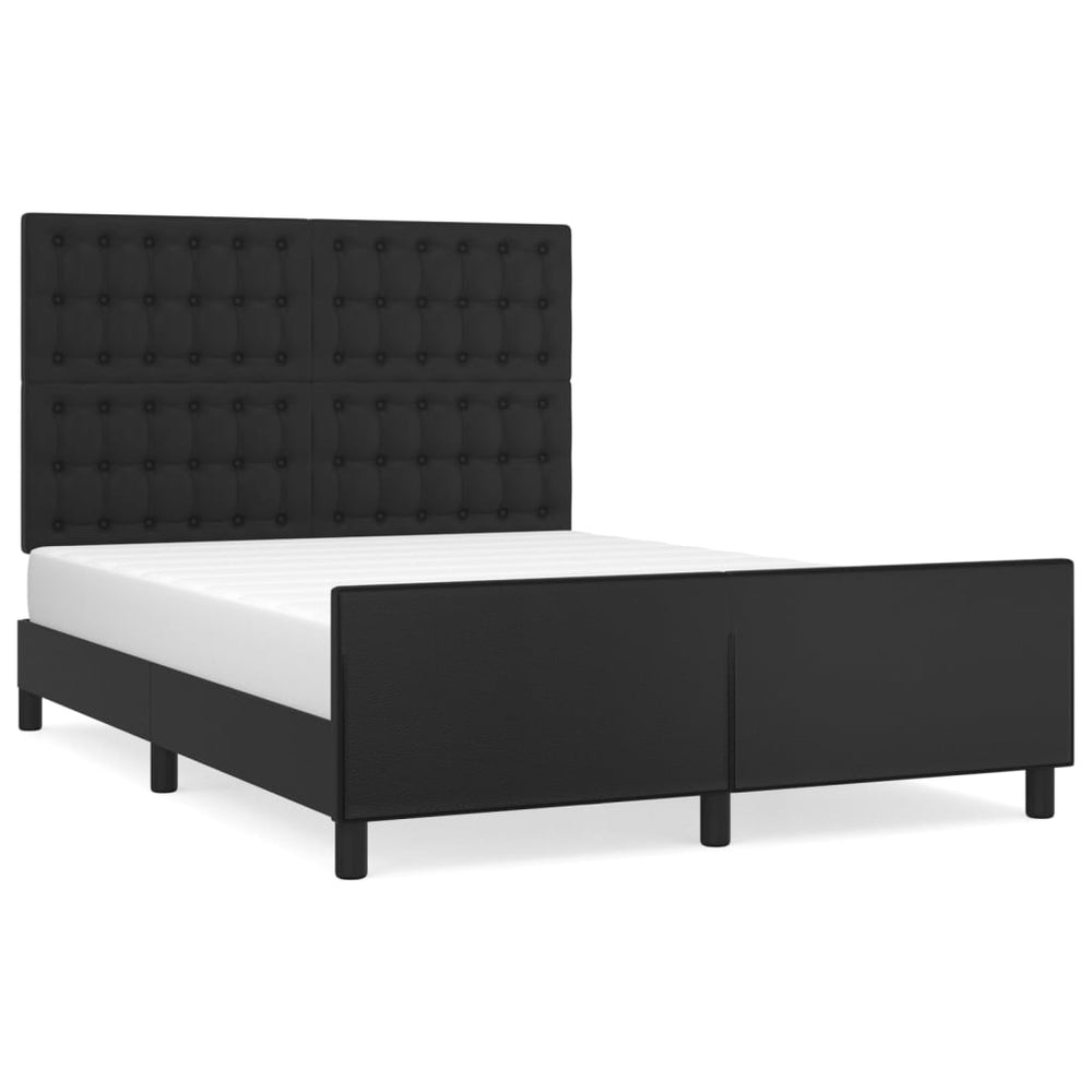 vidaXL Bed Frame with Headboard Black 140x190 cm Faux Leather
