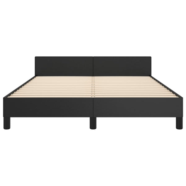 vidaXL Bed Frame with Headboard Black 140x190 cm Faux Leather