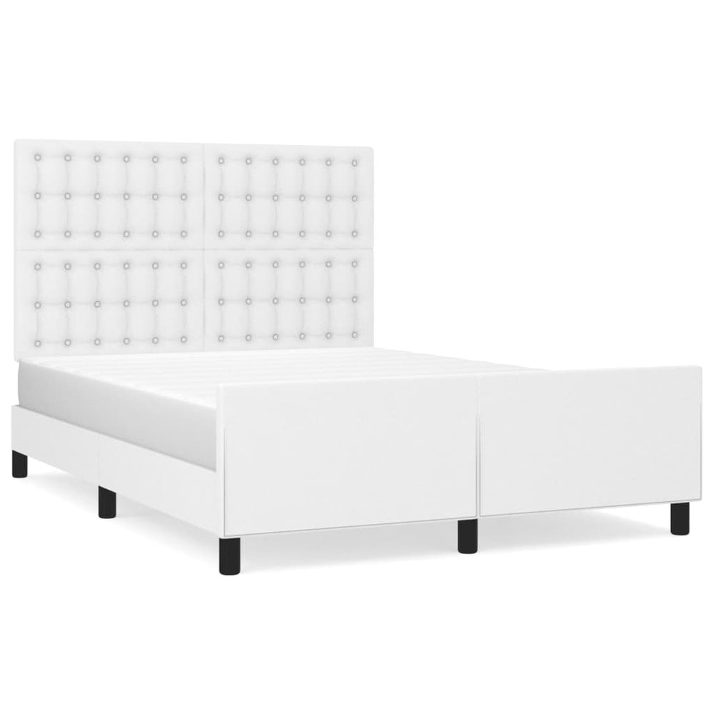 vidaXL Bed Frame with Headboard White 140x190 cm Faux Leather