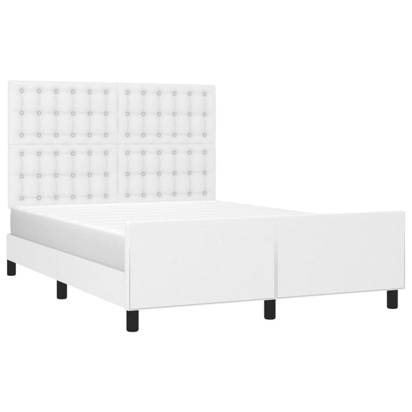 vidaXL Bed Frame with Headboard White 140x190 cm Faux Leather