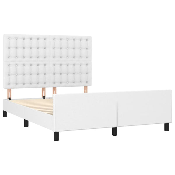 vidaXL Bed Frame with Headboard White 140x190 cm Faux Leather