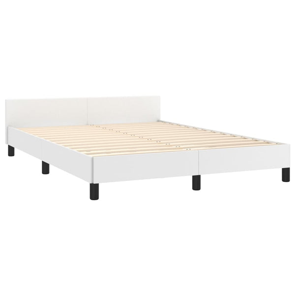 vidaXL Bed Frame with Headboard White 140x190 cm Faux Leather