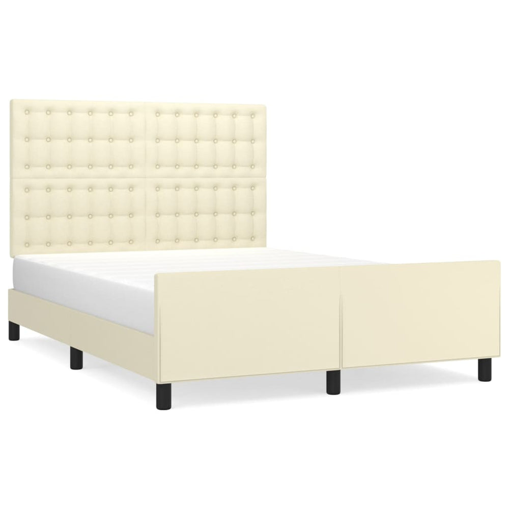 vidaXL Bed Frame with Headboard Cream 140x190 cm Faux Leather