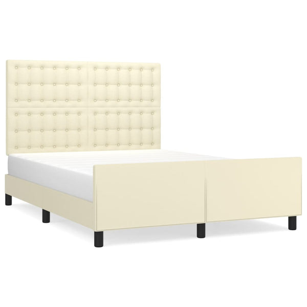 vidaXL Bed Frame with Headboard Cream 140x190 cm Faux Leather