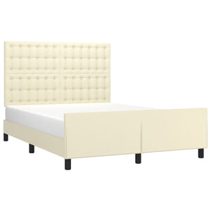vidaXL Bed Frame with Headboard Cream 140x190 cm Faux Leather