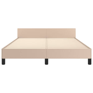 Bettgestell mit Kopfteil Cappuccino-Braun 140x190 cm Kunstleder