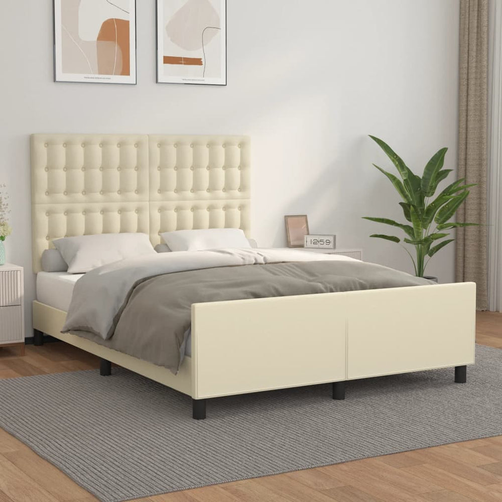 Bettgestell mit Kopfteil Creme 140x200 cm Kunstleder