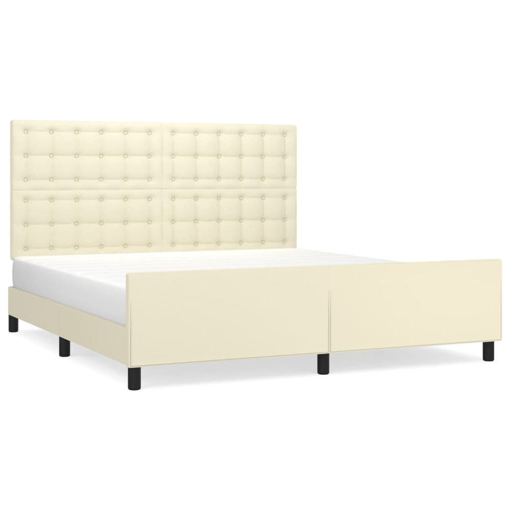 Bettgestell mit Kopfteil Creme 160x200 cm Kunstleder