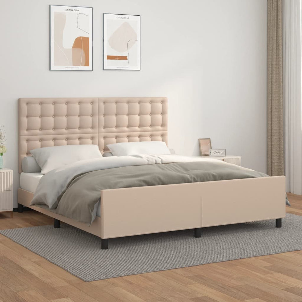 Bettgestell mit Kopfteil Cappuccino-Braun 160x200 cm Kunstleder