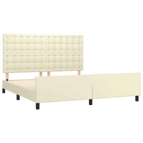 Bettgestell mit Kopfteil Creme 180x200 cm Kunstleder
