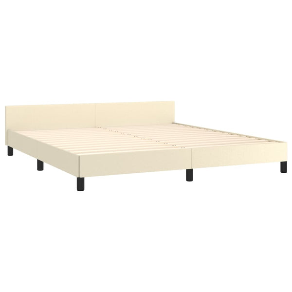 Bettgestell mit Kopfteil Creme 180x200 cm Kunstleder