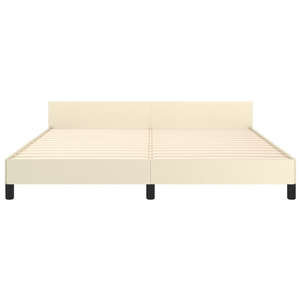 Bettgestell mit Kopfteil Creme 180x200 cm Kunstleder