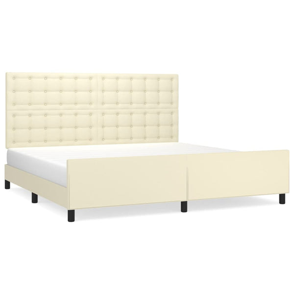 Bettgestell mit Kopfteil Creme 200x200 cm Kunstleder