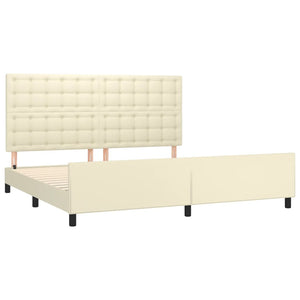 Bettgestell mit Kopfteil Creme 200x200 cm Kunstleder