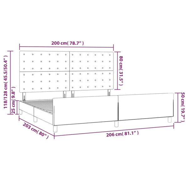 Bettgestell mit Kopfteil Grau 200x200 cm Kunstleder