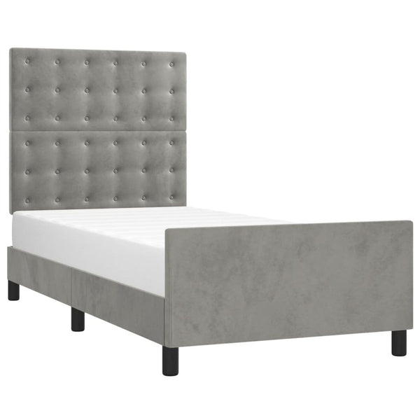 vidaXL Bed Frame without Mattress Light Grey 80x200 cm Velvet