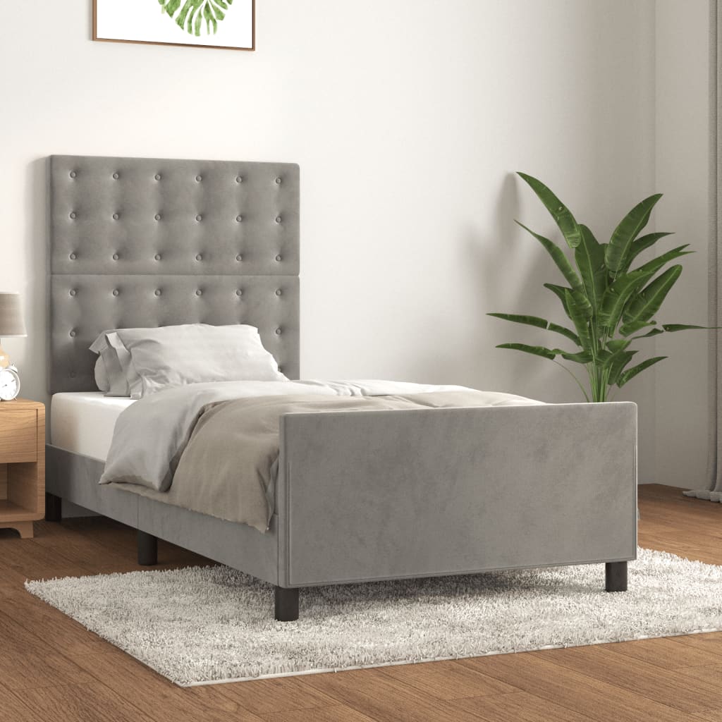 vidaXL Bed Frame without Mattress Light Grey 80x200 cm Velvet