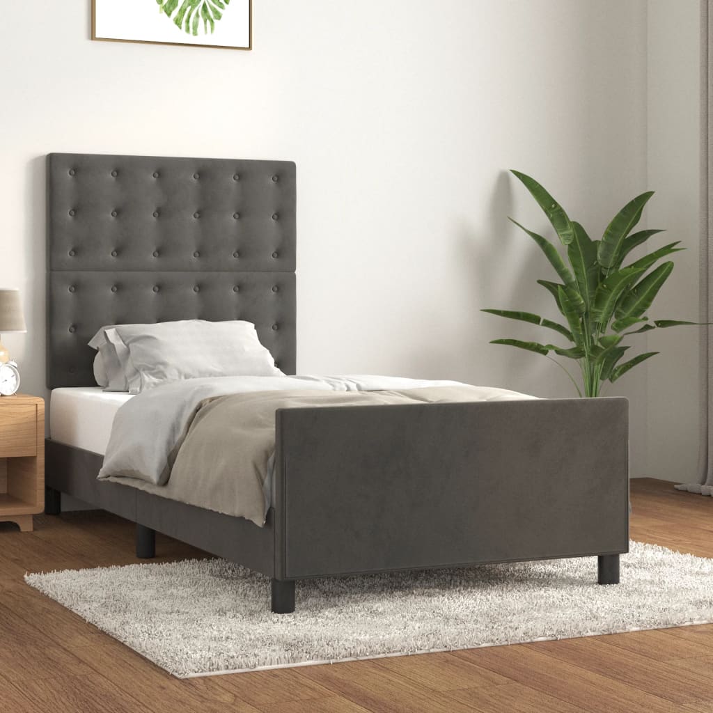 vidaXL Bed Frame without Mattress Dark Gray 80x200 cm Velvet