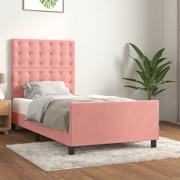 vidaXL Bed Frame with Headboard Pink 80x200 cm Velvet