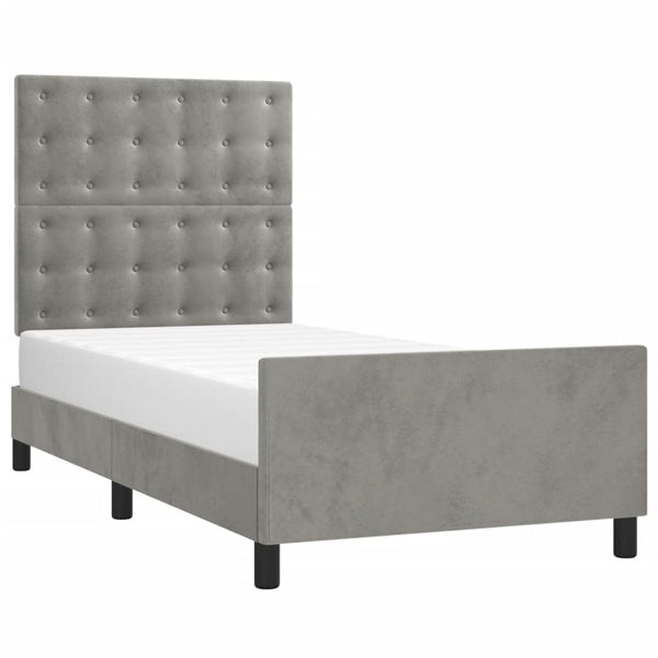 vidaXL Bed Frame without Mattress Light Grey 90x190 cm Velvet