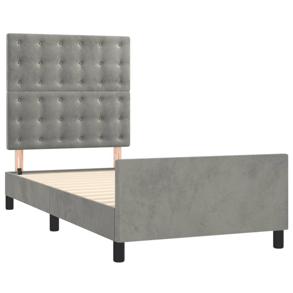 vidaXL Bed Frame without Mattress Light Grey 90x190 cm Velvet