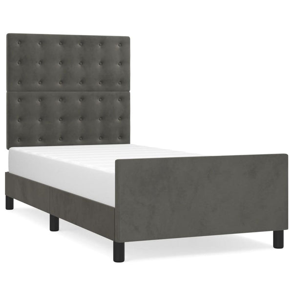 vidaXL Bed Frame without Mattress Dark Gray 90x190 cm Velvet